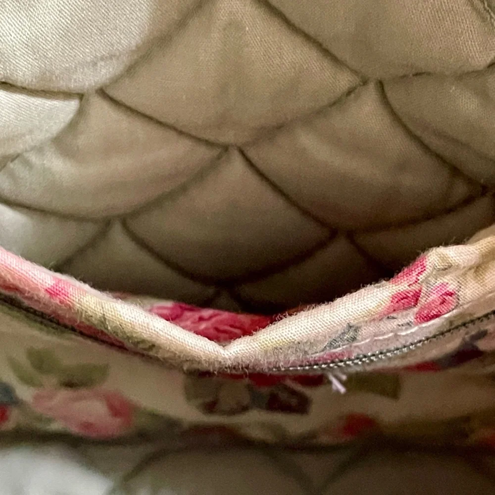Quilted Floral Satchel Bag in Pink and Cream
